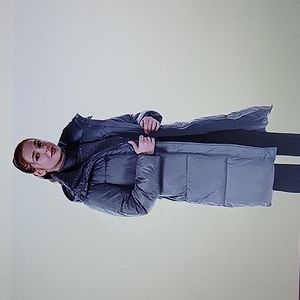 GGleaf gray thickened down alternative hood puffer long coat lightweight XL New…